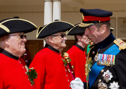 The Duke of Kent meets Chelsea Pensioners on Parade