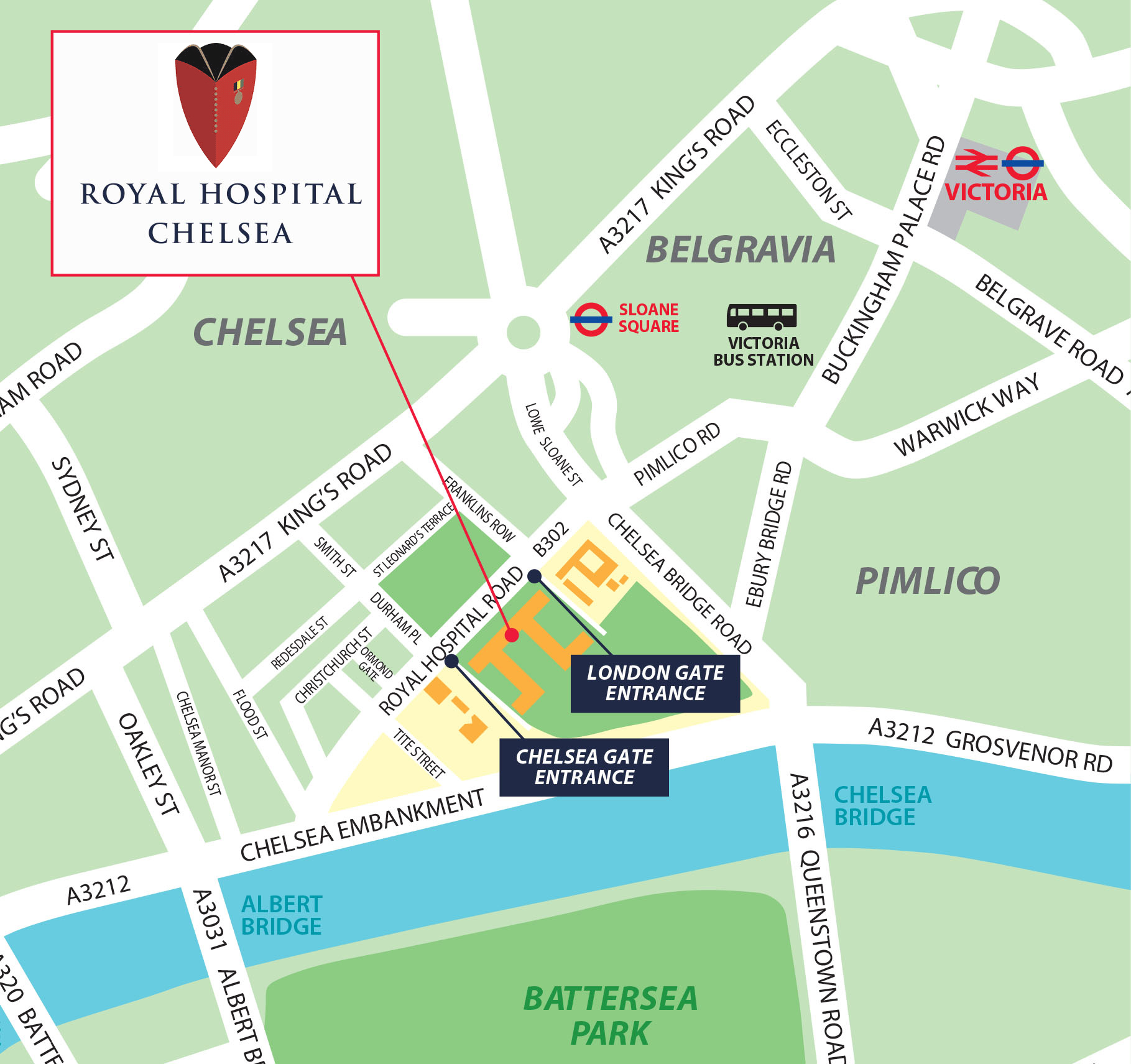 Find Us Map - Royal Hospital Chelsea
