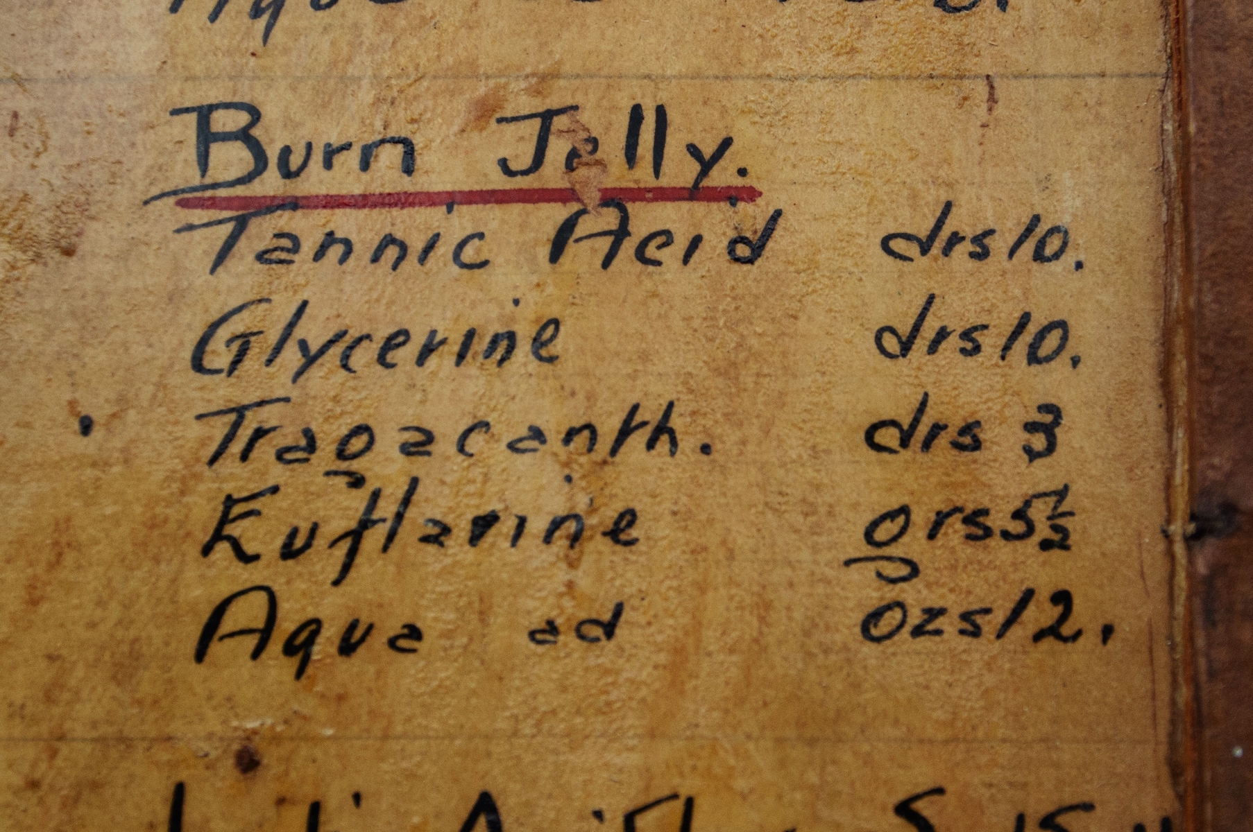 Burn Jelly Prescription board, Royal Hospital Chelsea.