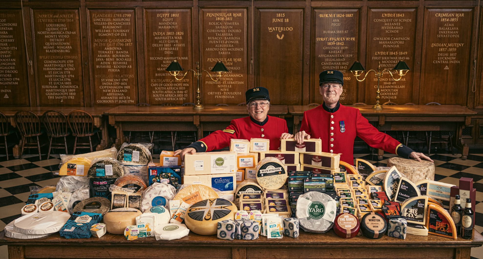 Pensioners in front of a giant cheese display at the Cheese Ceremony 2021