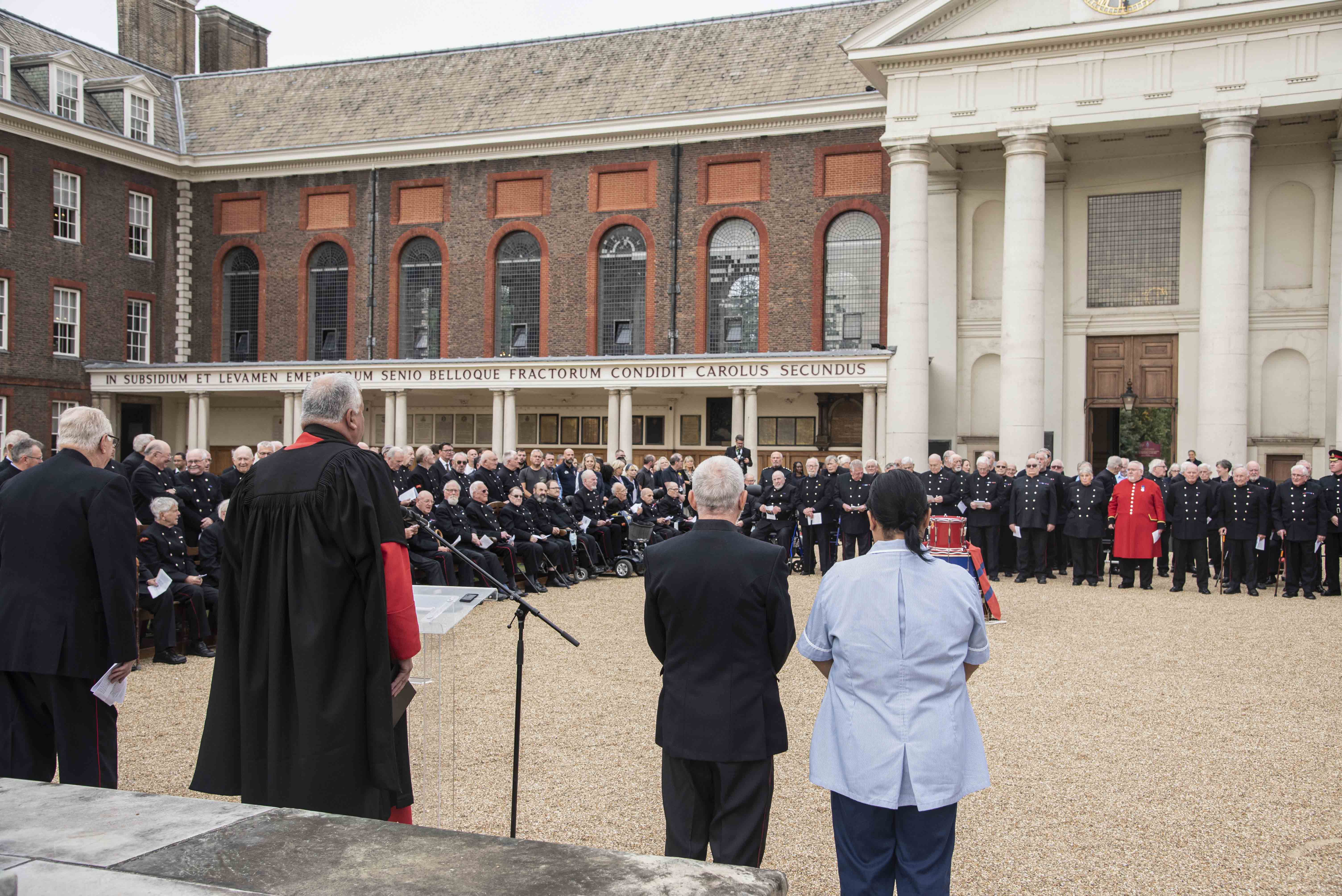 Drumhead service in Figure Court, Royal Hospital Chelsea