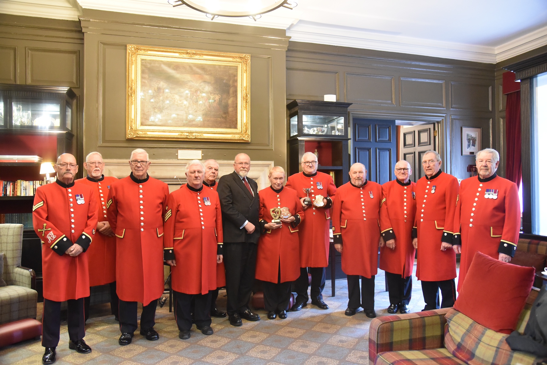 Members of the Chelsea Pensioners Fishing Club at the end of year Fishing Club Awards