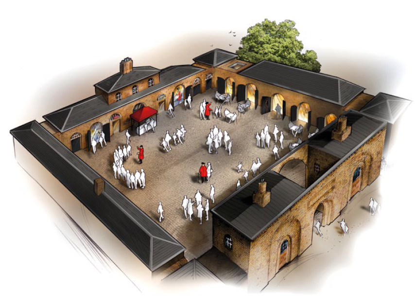 Conceptual drawing of the Stable Block from an overhead perspective