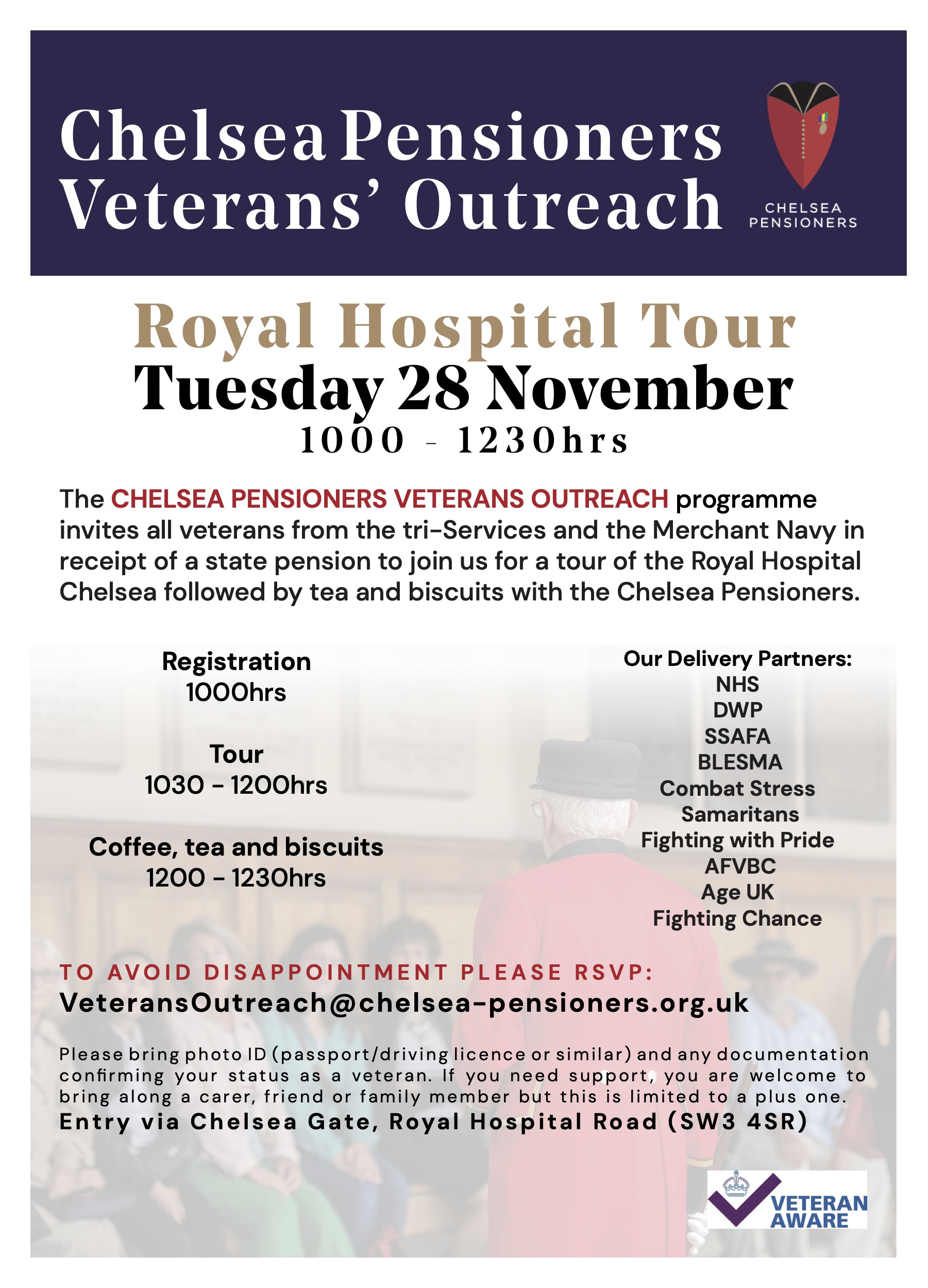 Veterans Outreach - Tour of the Royal Hospital - 28th November 2023