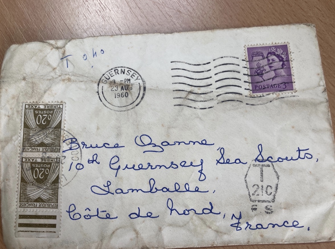 The stamp on this letter to Bruce shows The Queen wearing a tiara, while the crown is shown to her left