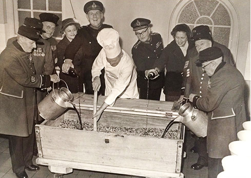 Stirring of Christmas Pudding - historic photo