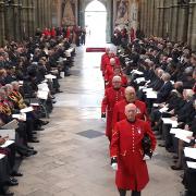 Chelsea Pensioners parade into Westminster Abbey for HM The Queen's Funeral